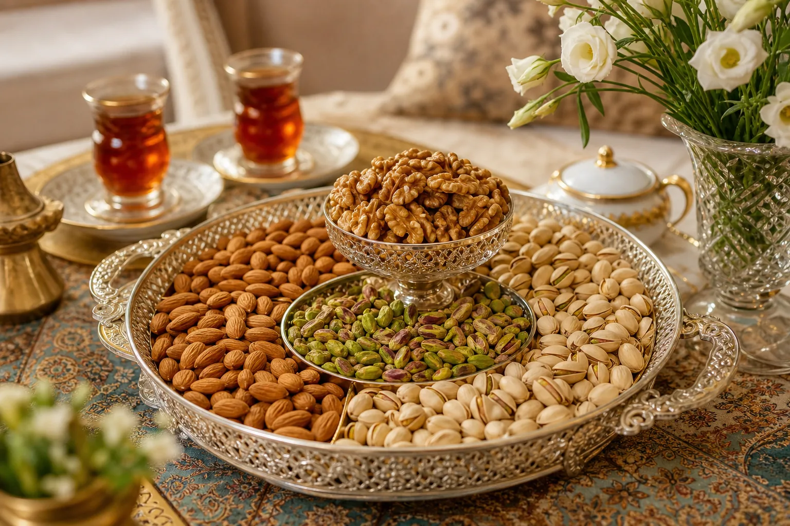 پذیرایی شیک با آجیل برای مهمان