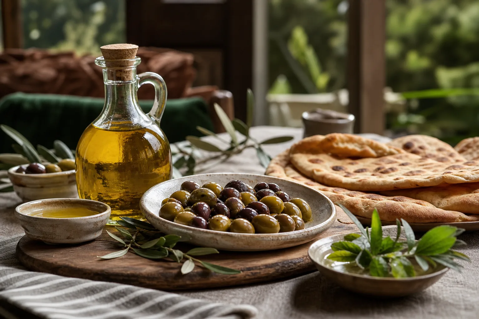 سفره شمالی با زیتون و روغن زیتون